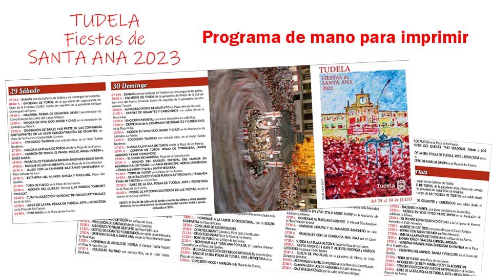 Programa de mano de las Fiestas de Tudela para imprimir
