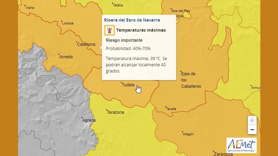 Alerta Naranja por altas temperaturas en la Ribera de Navarra