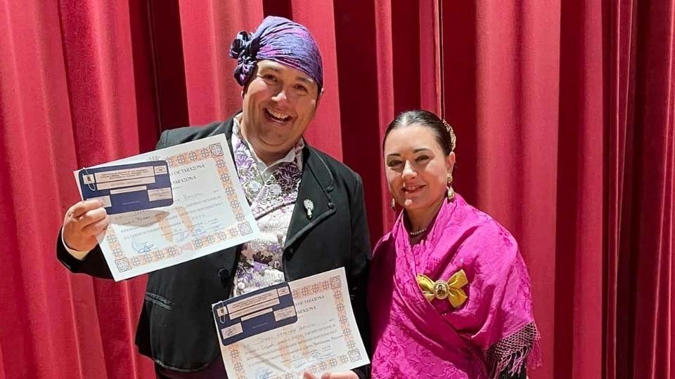 Los joteros Diego Urmeneta y María Herrera, Dúo campeón en el certamen de Jota Aragonesa de Tarazona 2023