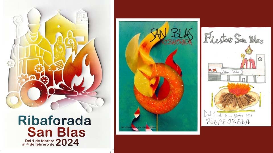 Carteles ganadores del concurso Programa San Blas 2024 en Ribaforada