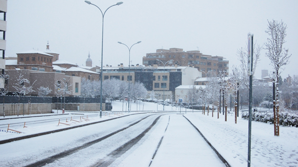 Calles nevadas en Tudela