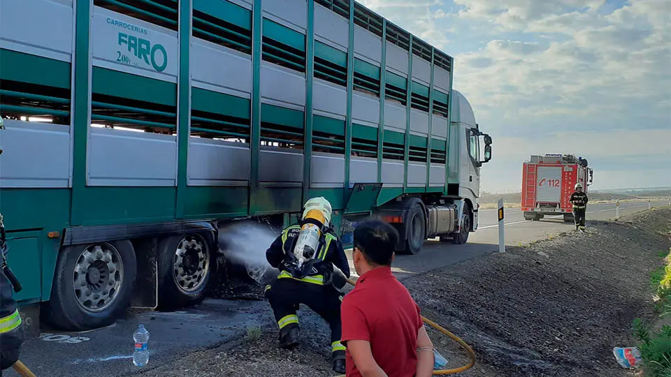 cortes camion cerdos incendio