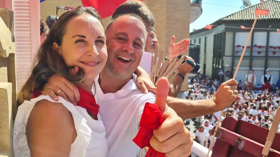 Estíbaliz Laraña y Sergio Vitas. Cohete Fiestas de Fustiñana 2022