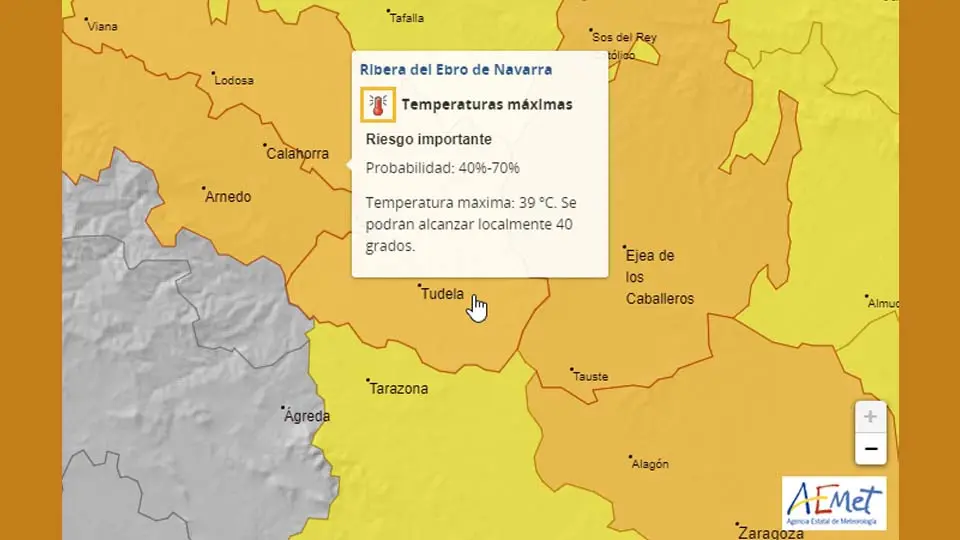 Alerta Naranja por altas temperaturas en la Ribera de Navarra