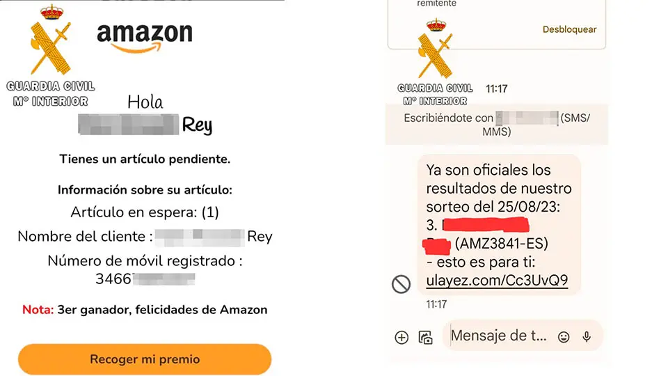 guardia civil estafa amazon