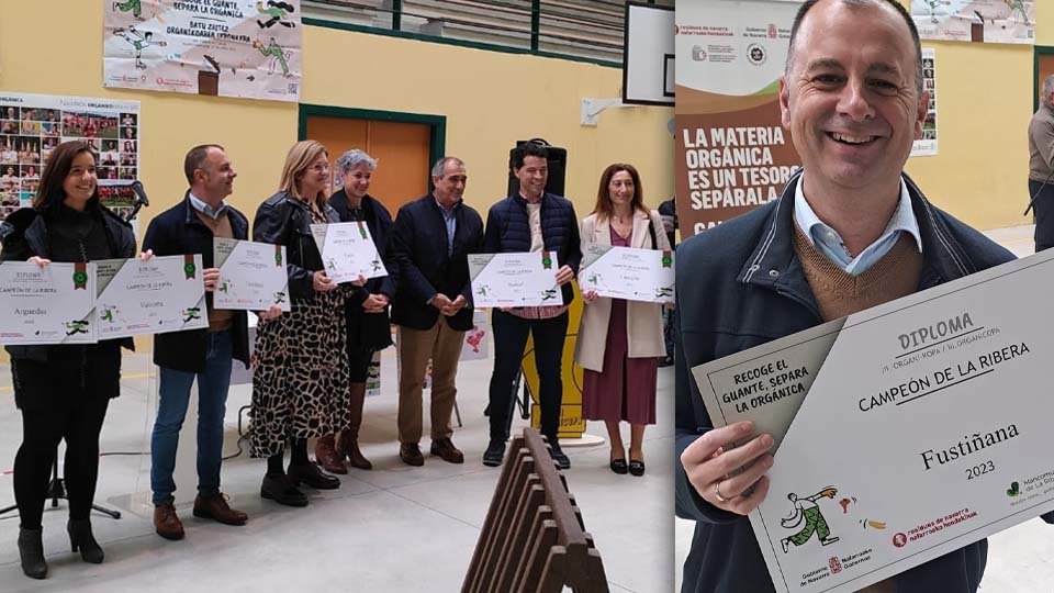 Entrega de premios de la Organizcopa a la ruta ganadora de la Mancomunidad de La Ribera. Diplomas. Foto Facebook Ayuntamiento de Fustiñana