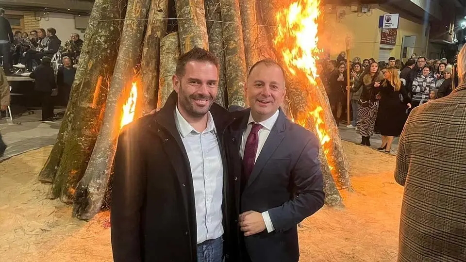 Philippe Mouhel, Alcalde de Castel, junto a Sergio Vitas, Alcade de Fustiñana. Fiestas de la Virgen de la Peña 2023