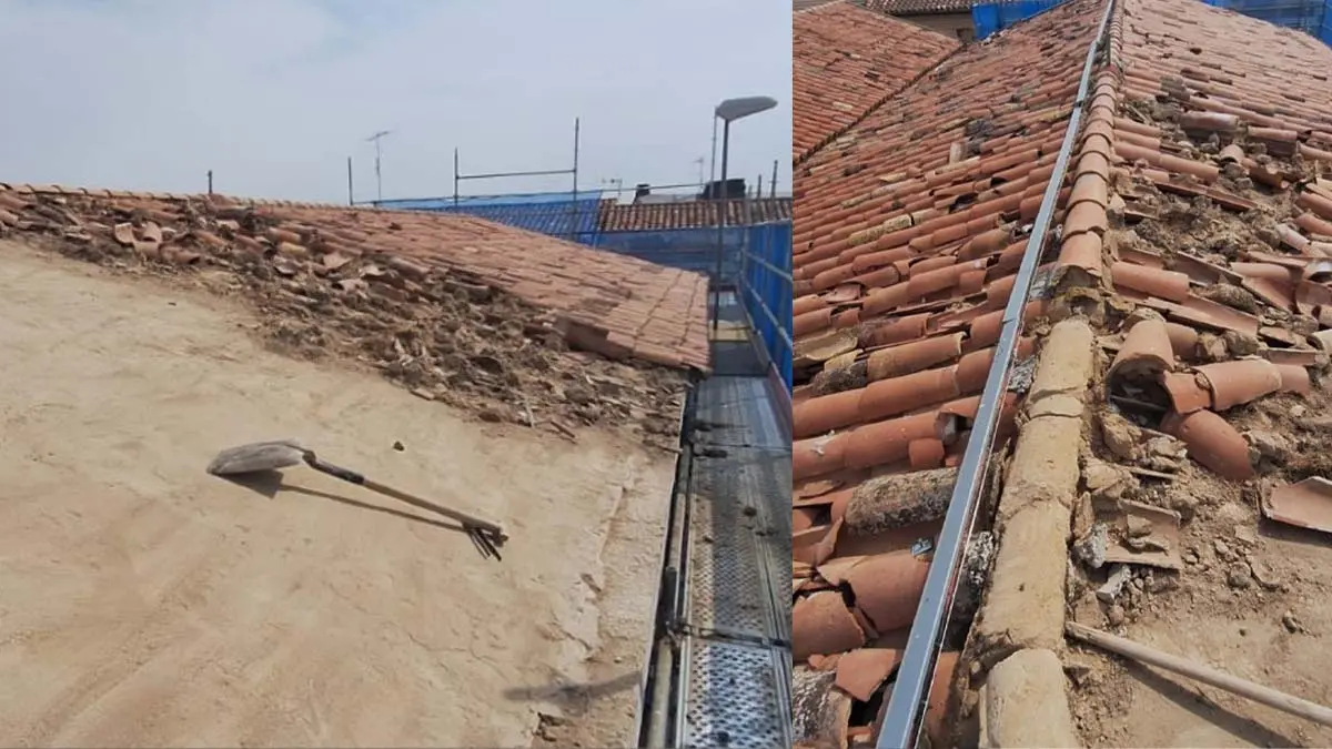 Obras en el Colegio San Babil de Ablitas para mejorar su cubierta