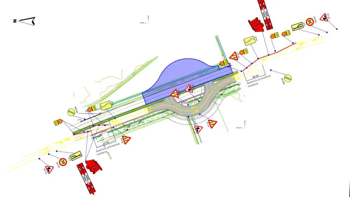 Avance de las obras de la rotonda del nuevo mercadona de Tudela