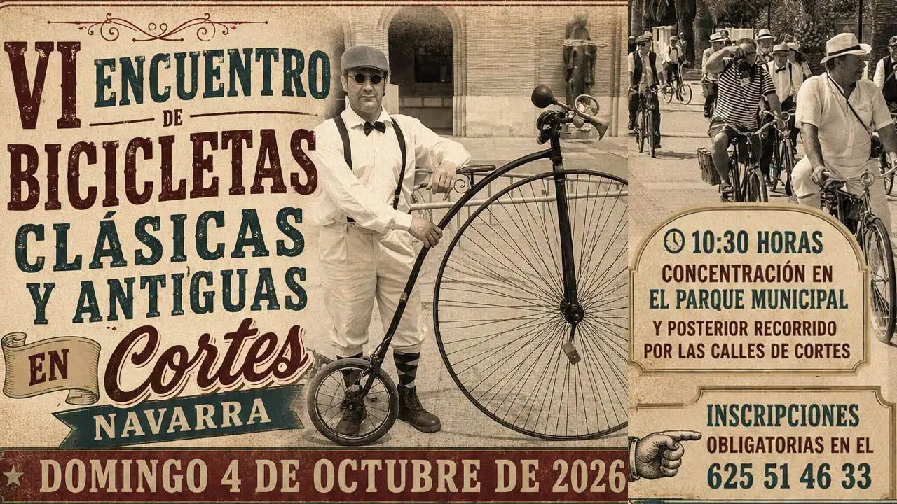 Encuentro de bicicletas cl&aacute;sicas en Cortes 2026