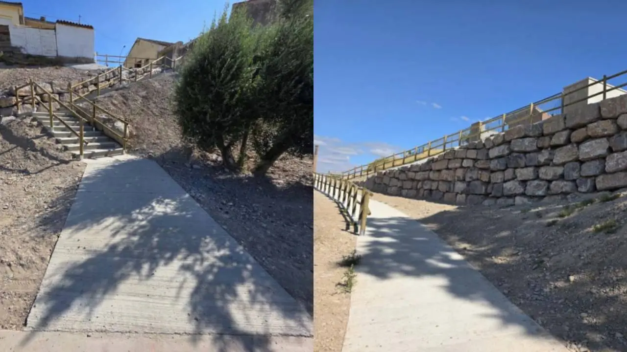 Obras de acceso al paseo alfombra roja de Fusti&ntilde;ana