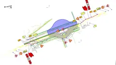 Avance de las obras de la rotonda del nuevo mercadona de Tudela