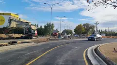 Obras de la nueva rotonda de Mercadona en Tudela