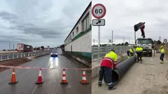 Acceso cortado por obras a la v&iacute;a de servicio de Fodecort en Cortes