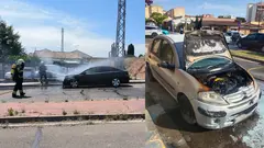 intervenci&oacute;n de Polic&iacute;a Local de Tudela en incendio de veh&iacute;culos