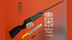 Armas utilizadas en una pelea en Cadreita. Polic&iacute;a Foral