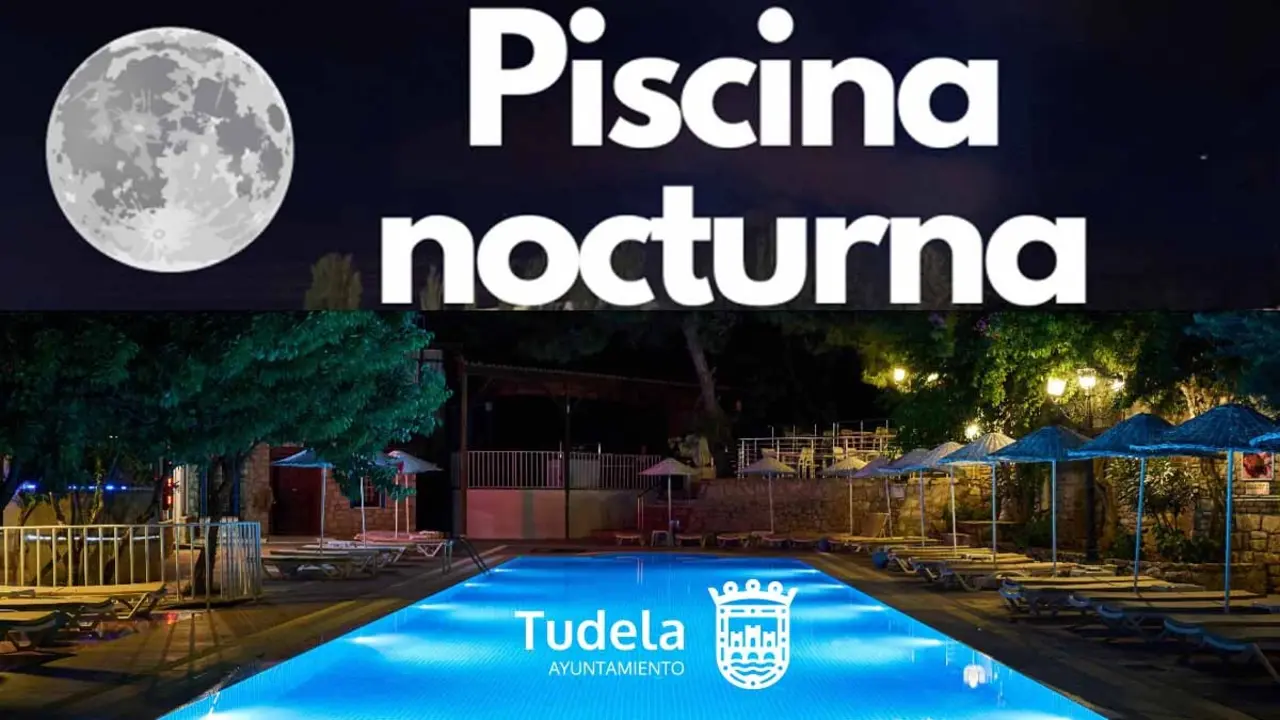 &Uacute;ltima sesi&oacute;n de piscina nocturna dele verano 2025 en CDM Clara Campoamor. Tudela, Navarra