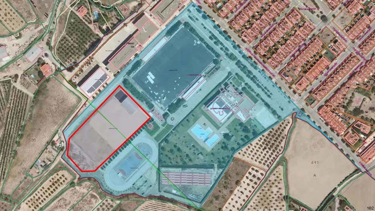 Imagen catastral de la parcela donde se ubicar&aacute; el nuevo instituto en Cascante