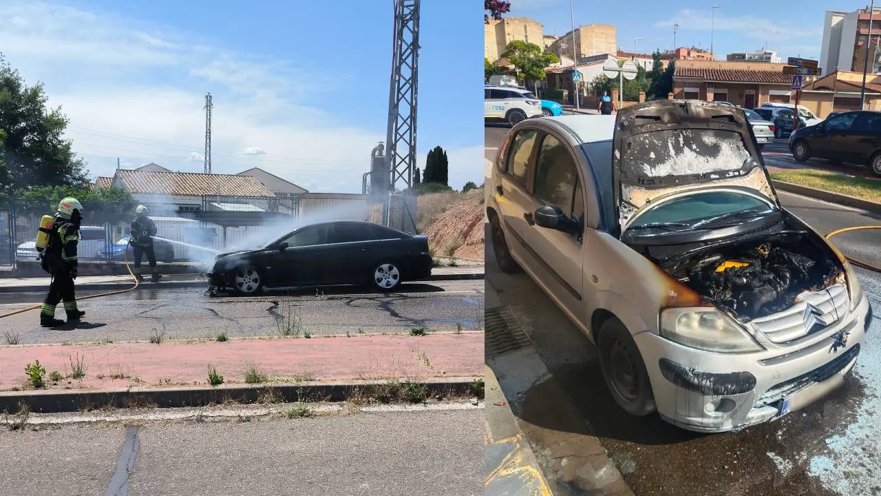 intervenci&oacute;n de Polic&iacute;a Local de Tudela en incendio de veh&iacute;culos