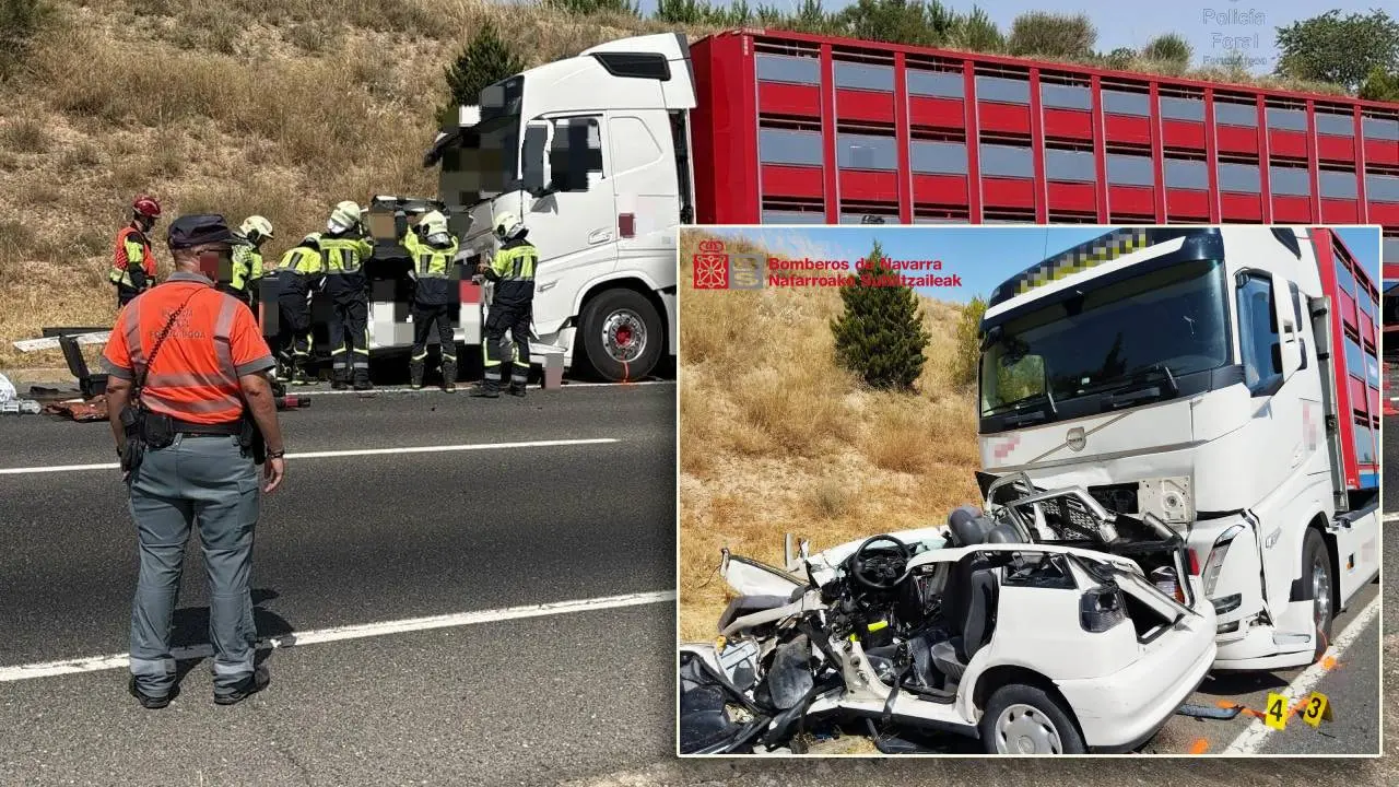 accidente en la NA-134 con una v&iacute;ctima mortal. Polic&iacute;a Foral