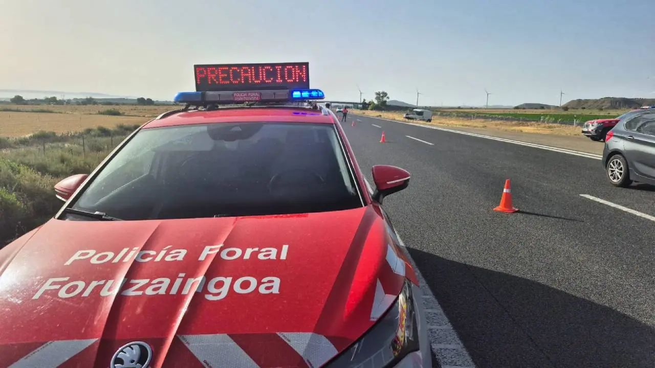 Polic&iacute;a Foral atiende un accidente de tr&aacute;fico en Cortes