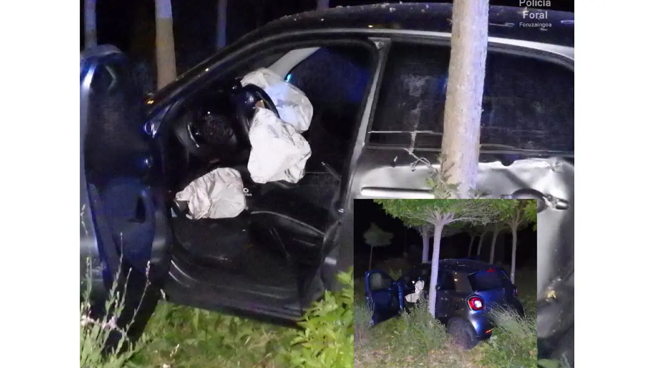 Detalle del estado del veh&iacute;culo tras el accidente . Polic&iacute;a Foral