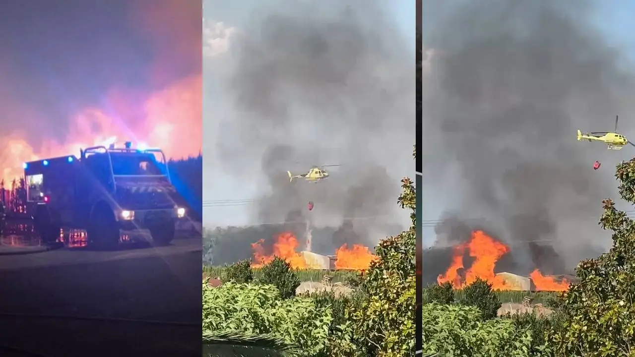Incendio en una nave de Industria Tonelera Navarra de Monteagudo