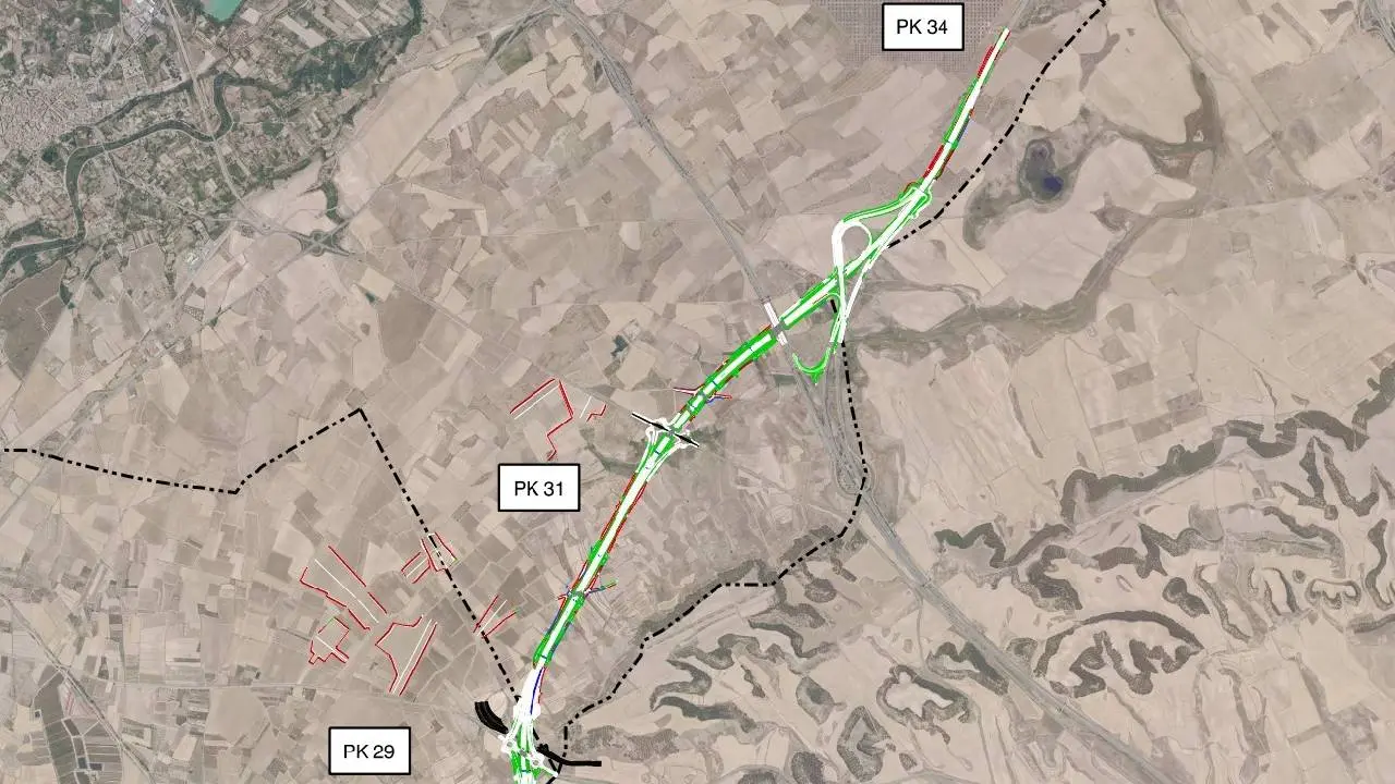 Plano del proyecto del paso de fauna sobre la A-15 Tudela-Cintru&eacute;nigo