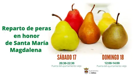 Ablitas repartirá las tradicionales peras en honor de Santa María Magdalena