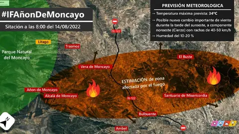 ärea afectada por el incendio en el moncayo