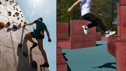 rocódromo-parkour foto de archivo