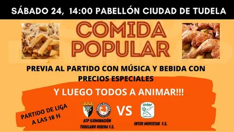 Comida Popular previa al partido de primera división de fútbol sala en Tudela