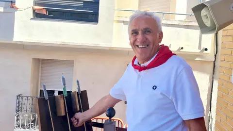 Francisco Sierra Urzáiz lanzador del cohete de las fiestas 2024 de Cabanillas, Navarra,