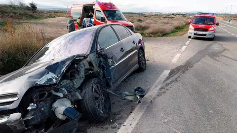 accidente coche tractor tudela