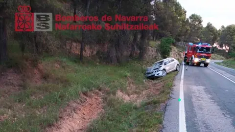 accidente salida de vía en la NA-115 en Funes