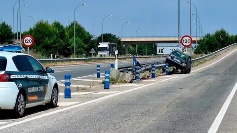 salida de vía en buñuel atendida por la guardia civil