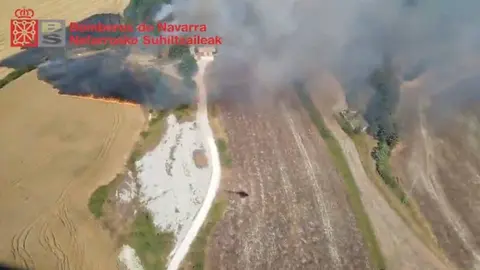 Imagen de uno de los incendios del mes de julio. Foto Gob. de Navarra