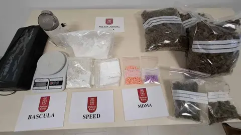 Evidencias del tráfico de drogas incautadas en Ribaforada