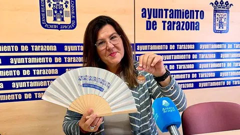 La concejala de Bienestar Social Lourdes Sánchez durante la presentación del Punto Violeta para las fiestas de Tarazona