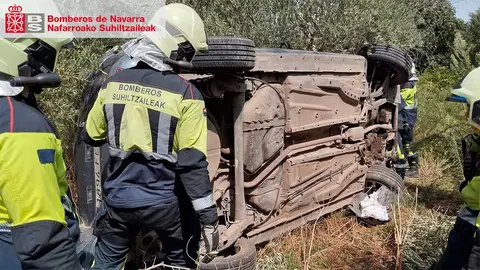 salida de vía y vuelco en corella