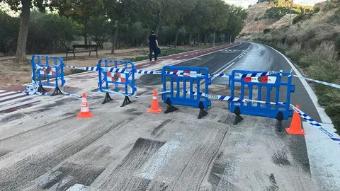 Carretera del Cristo cortada en Tudela. Foto Policía Local