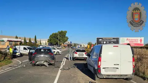 Accidente múltiple en Tudela. Foto Policía Local