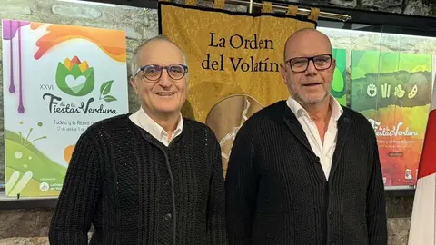 Juan Ramón Sainz, homenaje de la Elástica Tudelana 2025, Juanto al Pte. de la Orden del Volatín, Celes Sebastian