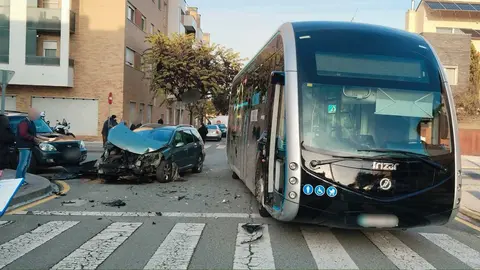 Accidente Bail&iacute;o con R&iacute;o de la Cuesta. foto Polic&iacute;a Local de Tudela