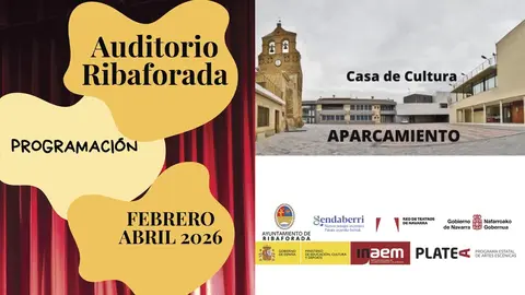 Programaci&oacute;n Auditorio de Ribaforada de febrero a abril de 2026