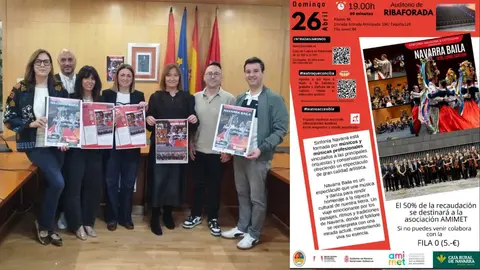 Presentaci&oacute;n del espect&aacute;culo ben&eacute;fico 'Navarra Baila' 2026 en Ribaforada