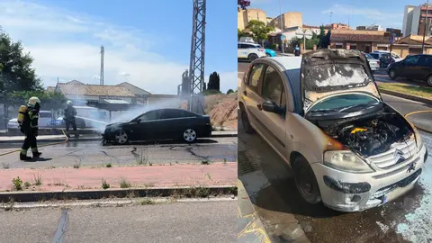 intervenci&oacute;n de Polic&iacute;a Local de Tudela en incendio de veh&iacute;culos