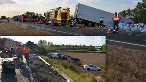Accidente en la AP-68 a su paso por Murchante. Polic&iacute;a Foral
