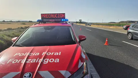 Polic&iacute;a Foral atiende un accidente de tr&aacute;fico en Cortes