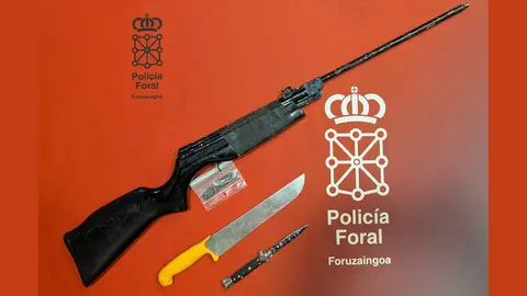 Armas utilizadas en una pelea en Cadreita. Polic&iacute;a Foral
